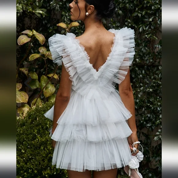 SELFIE LESLIE Froufrou Layered White Tulle Mini Dress - Picture 3 of 13